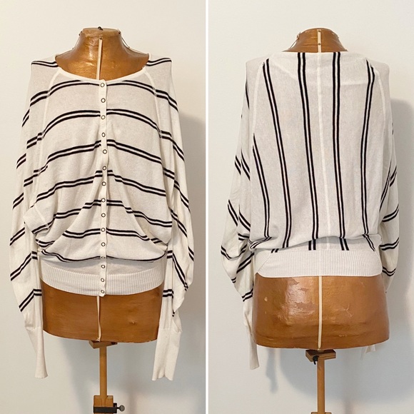 Free People Tops - Free People Dolman Striped Button Front Sweater